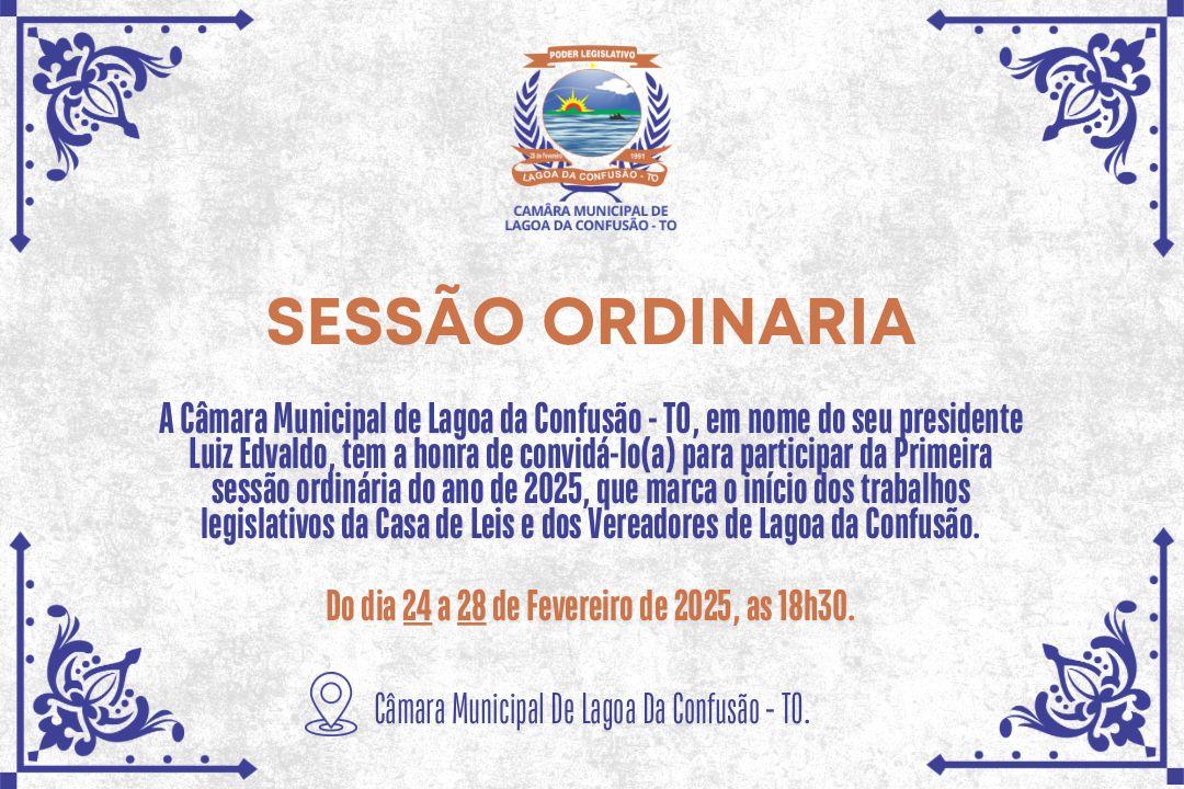 Convite para Sessões Ordinárias do mês de Fevereiro